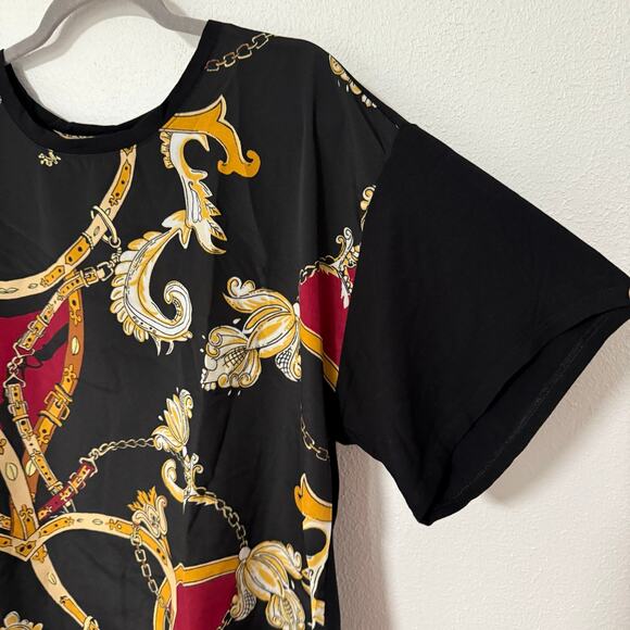 Chico's Women's Woven Status Short Sleeve Tee Size 3 - Picture 5 of 10